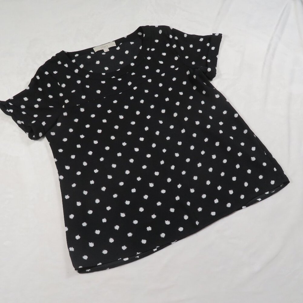 LOFT Black/Off-White Dot Pattern Blouse SP
